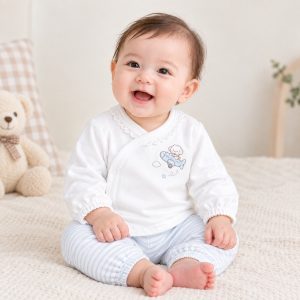 JESMARY - Bộ Sơ Sinh Họa Tiết Gấu Con Trên Nền Xanh Nhạt, Thoải Mái Và Dễ Thương Cho Bé