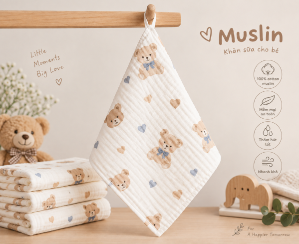 JESMARY - Khăn Sữa Muslin Mềm Êm, Phù Hợp Nhiều Mục Đích Sử Dụng