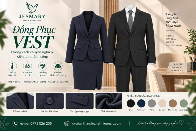 JESMARY - Xưởng Sản Xuất Áo Vest Chính Thống & Âu Phục Doanh Nhân (Cho Người Lớn) Tiêu Chuẩn JESMARY: Đỉnh Cao Uy Nghiêm & Bản Lĩnh Lãnh Đạo